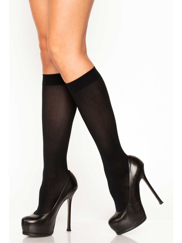 Zwarte Nylon Kniekousen