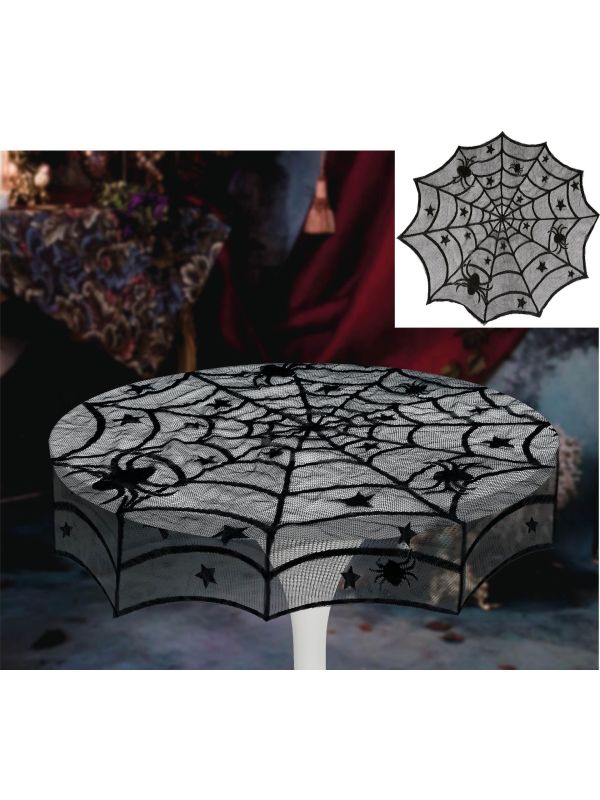 Zwarte Opengewerkte Spinnenweb Tafelkleed