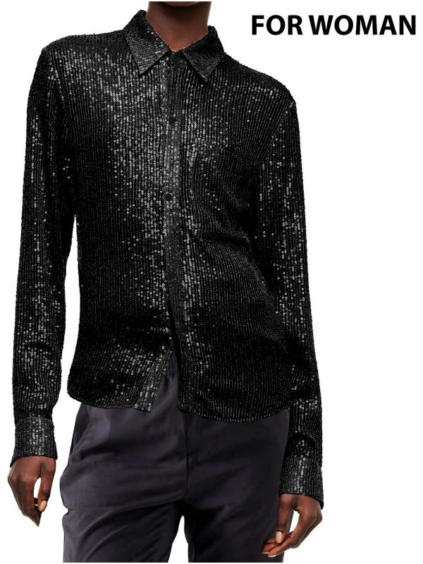 Zwarte Pailletten Blouse Dames