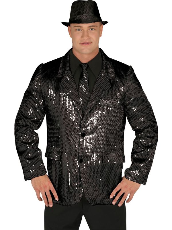 Zwarte Pailletten Colbert Man