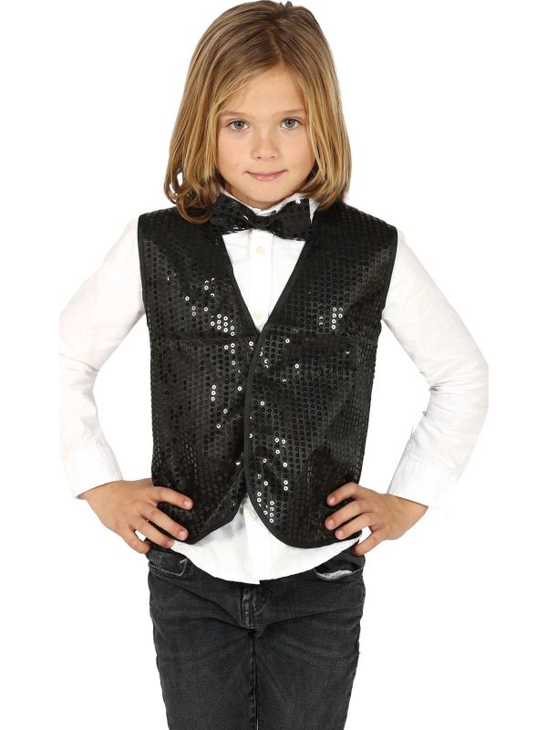 Zwarte Pailletten Vestje Kind