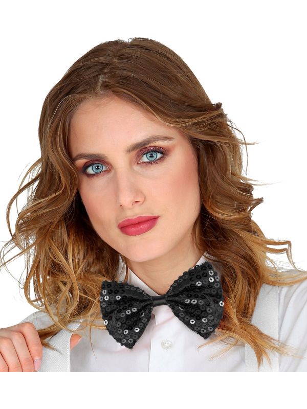 Zwarte Pailletten Vlinderdas