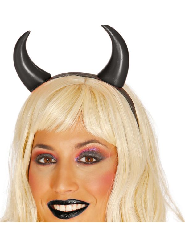 Zwarte Plastic Duivel Hoorntjes Haarband