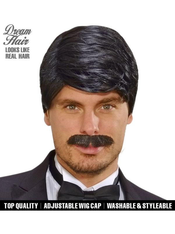 Zwarte Playboy Pruik