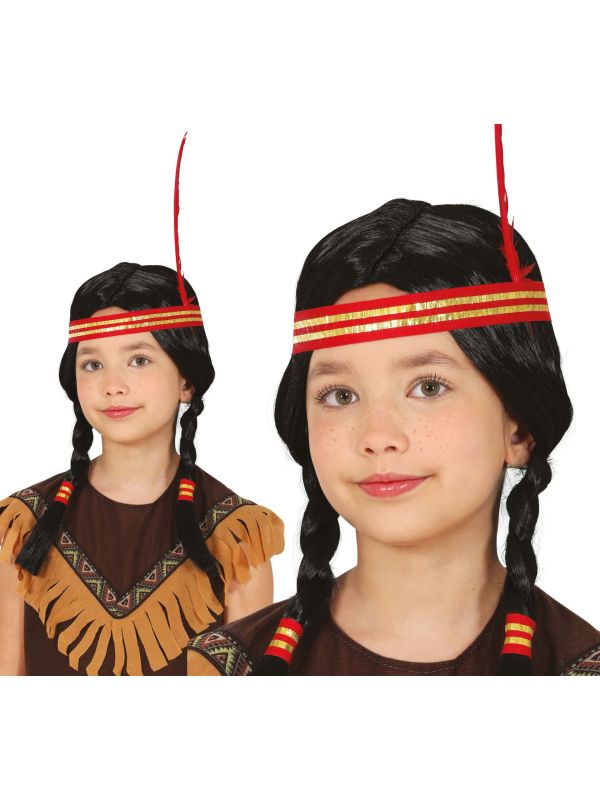 Zwarte Pocahontas Pruik Kind