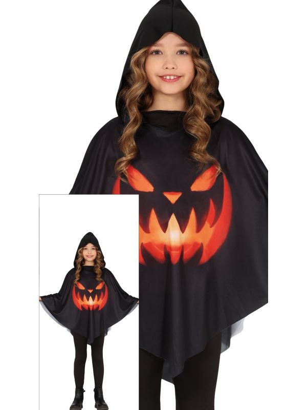 Zwarte Pompoen Poncho Kinderen