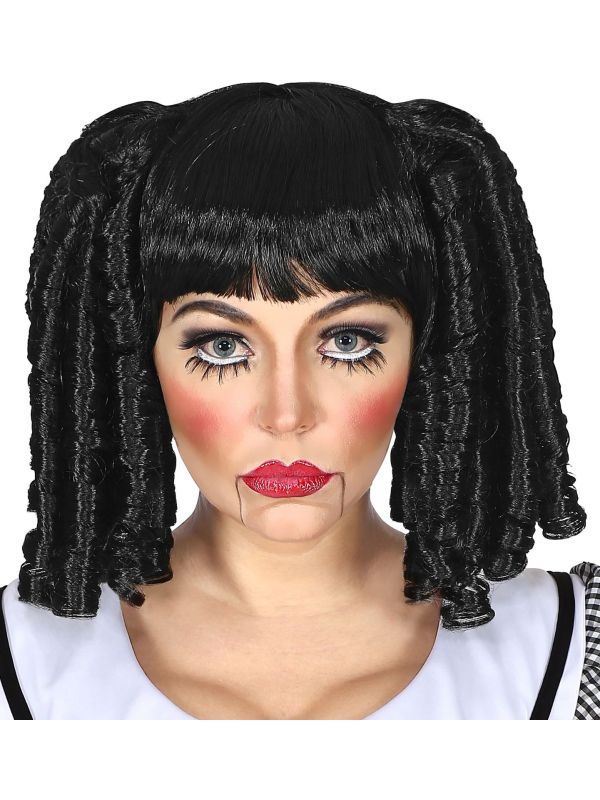 Zwarte Poppen Pruik