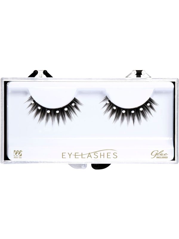 Zwarte Puntige Oogwimpers met Strass Steentjes