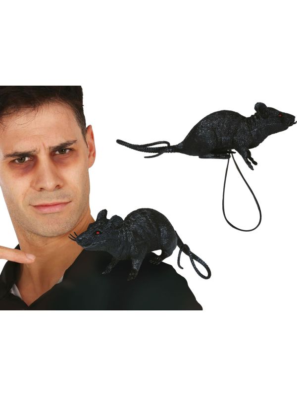 Zwarte Rat met Schouderband 16cm