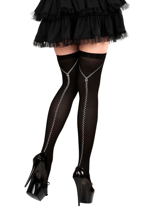 Zwarte Rits Thigh High Kousen