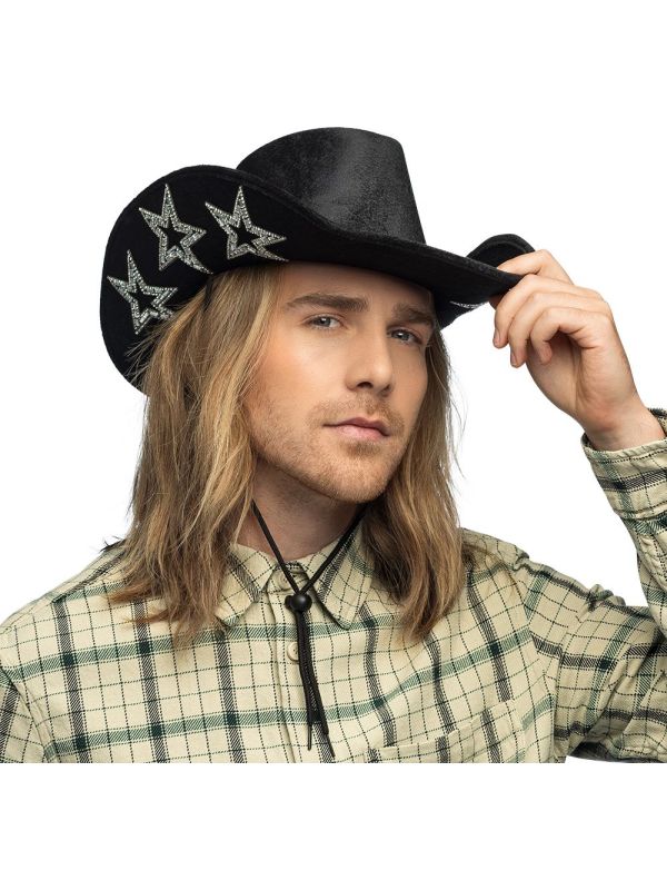 Zwarte Rodeo Cowboyhoed met Zilveren Ster