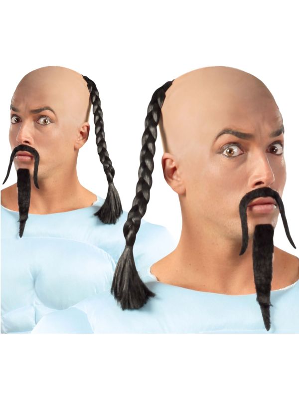 Zwarte Samurai Vlecht met Sik en Snor