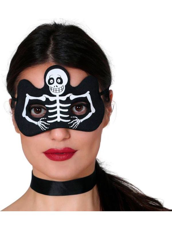 Zwarte Skelet Oogmasker