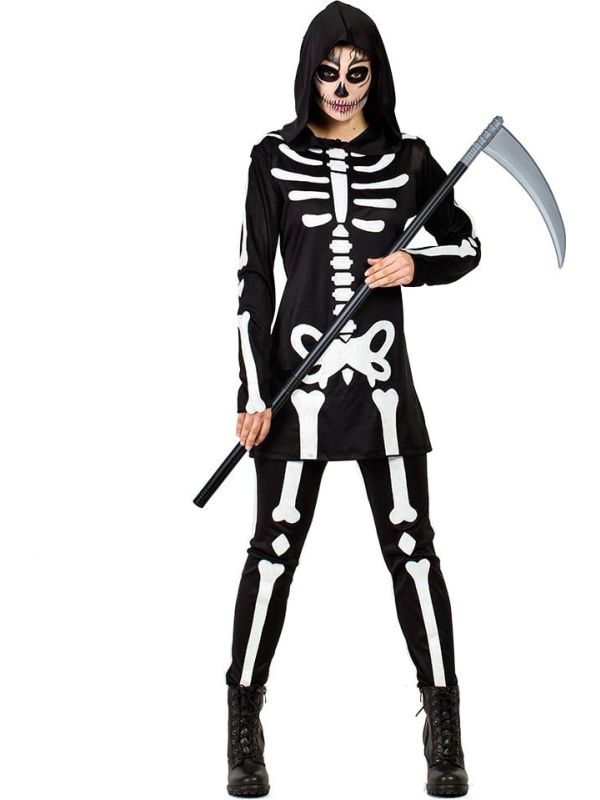 Zwarte Skeletjurk Dames Halloween