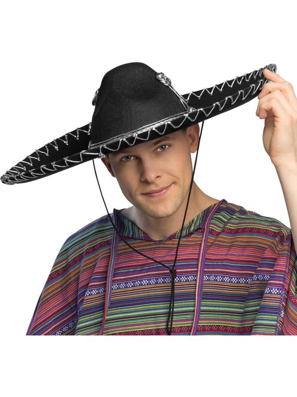 Zwarte Sombrero Mexico Carnaval Heren