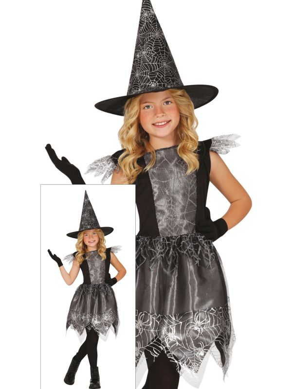 Zwarte Spinnenweb Heksenjurk Meisjes