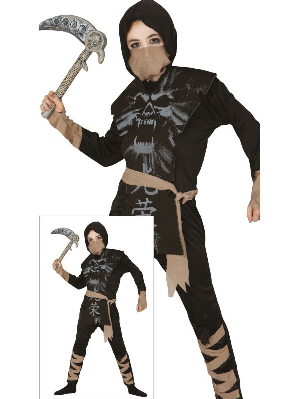 Zwarte Spook Ninja Kostuum Kinderen