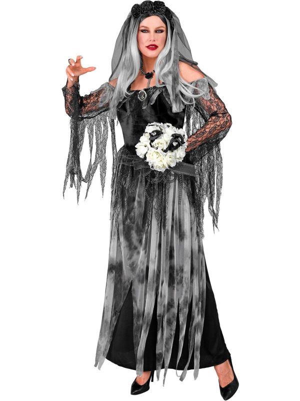 Zwarte Spookbruid Kostuum Dames