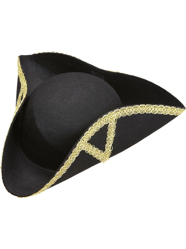 Zwarte Tricorn Piraat Hoed