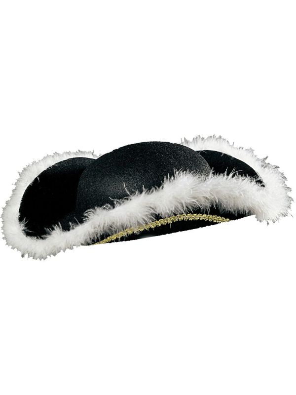 Zwarte Venetiaanse Tricorn Hoed met Marabou