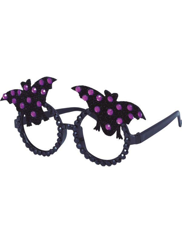 Zwarte Vleermuis Pailletten Bril