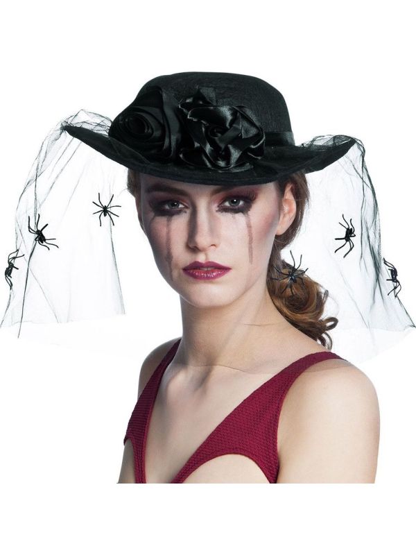 Zwarte Weduwe Hoed met Sluier
