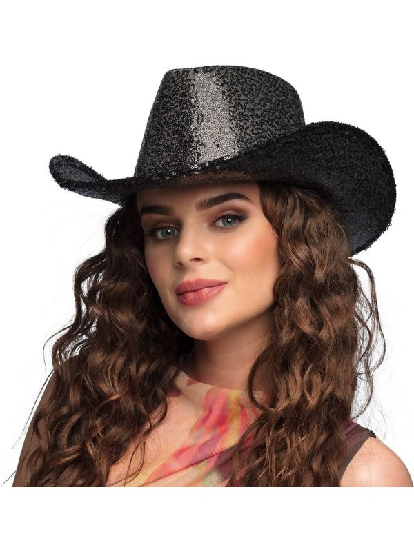 Zwarte Western Rodeo Hoed Pailletten