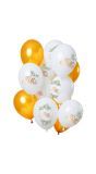 12 Ballonnen Bruiloft Mr & Mrs Goudkleurig 30cm