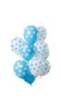 12 Ballonnen Stippen Blauw Wit 30cm