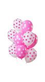12 Ballonnen Stippen Roze Wit 30cm