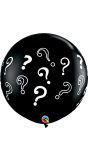2 Gender Reveal Vraagtekens Ballonnen Zwart 90cm