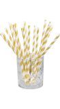 20 Feestelijke Papieren Rietjes Goud Wit