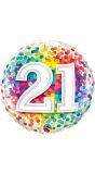 21 Jaar Regenboog Confetti Folieballon