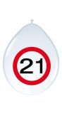 21 Jaar Verkeersbord Ballonnen 8 Stuks