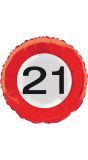 21 Jaar Verkeersbord Folieballon