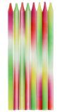 24 Kaarsen Neonkleurig 10 cm
