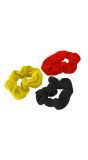 3 Scrunchies België - Rood/Geel/Zwart