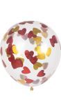 5 Confettiballonnen met Hartjes In Rood en Goud