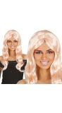 50's Dames Pruik Roze Blond Stijl Lang Krullend