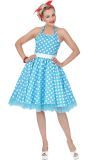 50's Witte Bolletjes Jurk Blauw