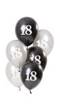 6 Ballonnen Glossy Black 18 Jaar 23cm