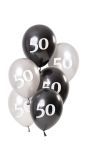 6 Ballonnen Glossy Black 50 Jaar 23cm