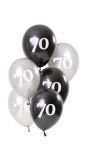 6 Ballonnen Glossy Black 70 Jaar 23cm
