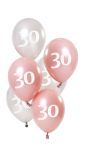 6 Ballonnen Glossy Pink 30 Jaar 23cm