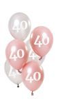 6 Ballonnen Glossy Pink 40 Jaar 23cm