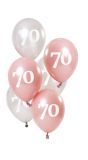 6 Ballonnen Glossy Pink 70 Jaar 23cm