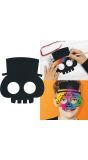 6 Zwarte Kleurmaskers Skelet Halloween 20cm