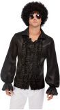 60's Ruffled Shirt Heren Zwart