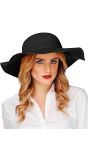 60's Vrouwen Hoed Zwart