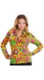 70's Retro Shirt Cirkels Dames Geel